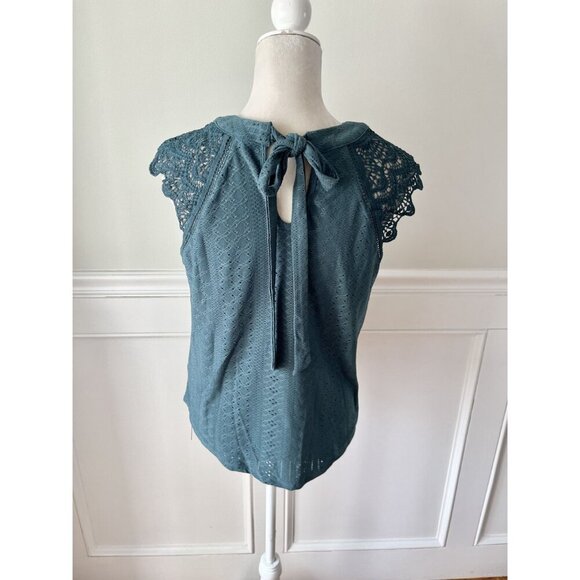 Shein Frenchy Teal Lace Cap Sleeve Top NWT Size L - Picture 4 of 6